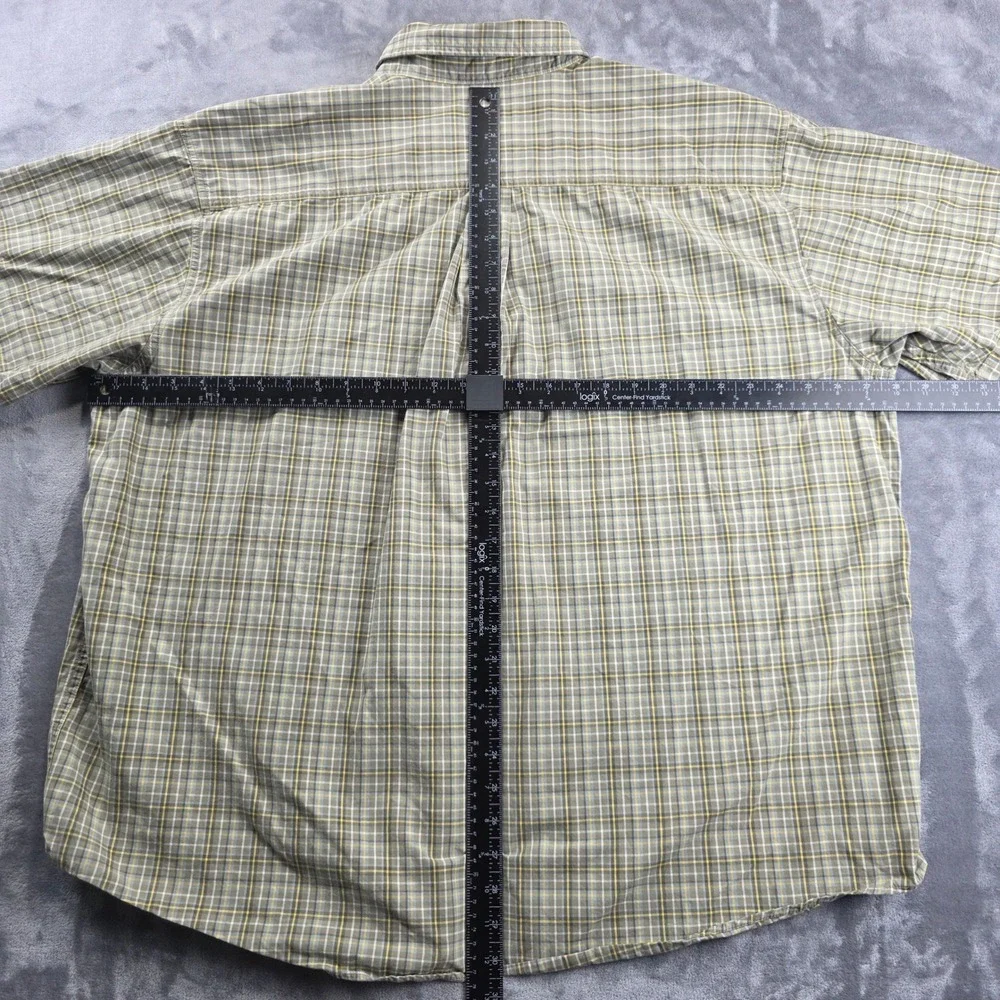 Carhartt Button Down Shirt Mens 2XL Green Plaid Short Sleeve Cotton Workwear